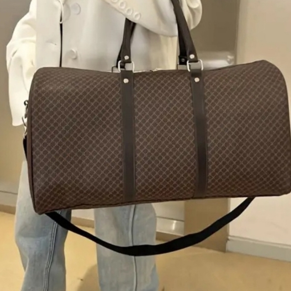 Brown Patterned Men's Duffel Bag